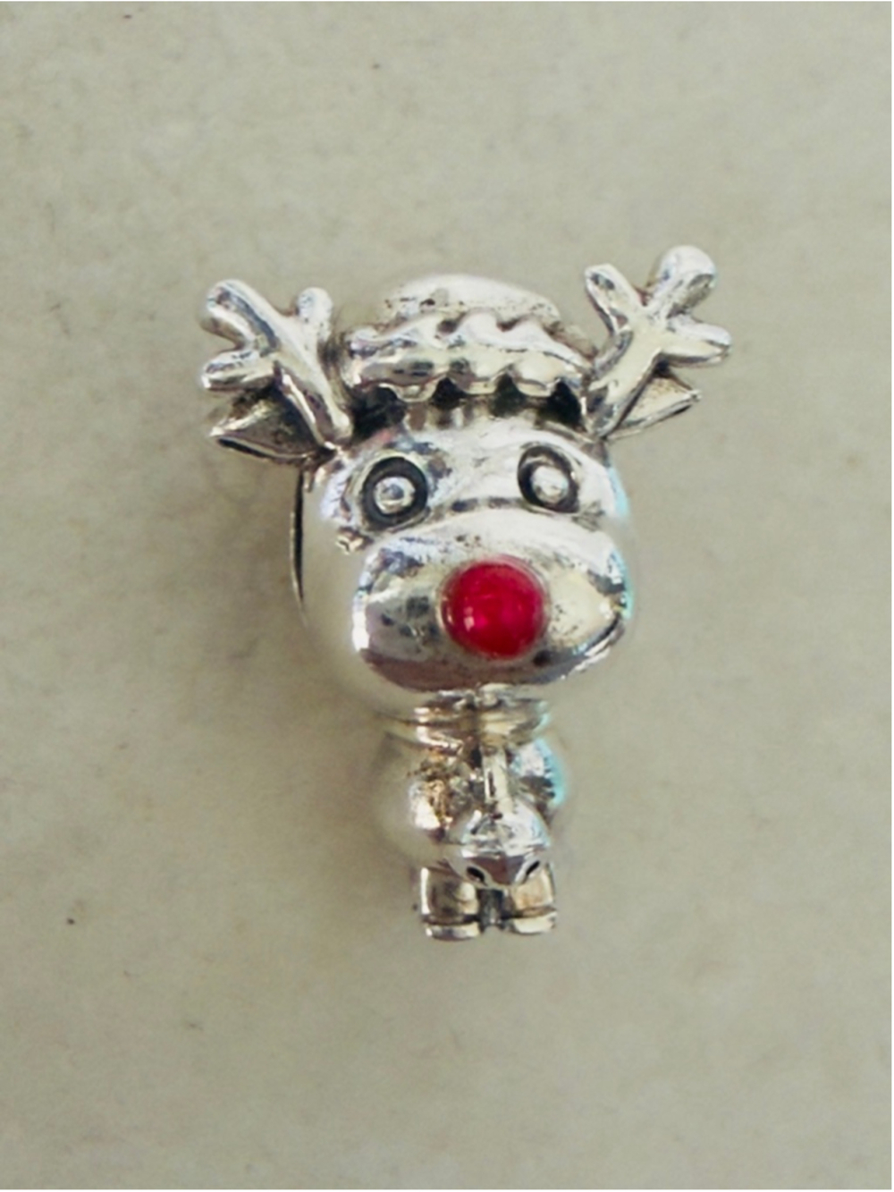 Pandora Sterling Silver Rudolph Reindeer Red Nose Holiday Charm